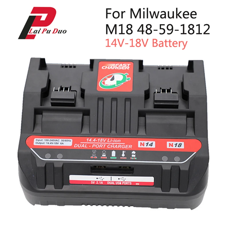 

Replacement Charger for Milwaukee M18 14.4V 18V Li-ion Battery 48-59-1812 48-11-1811 48-11-1820 48-11-1822 48-11-1828 48-59-1850