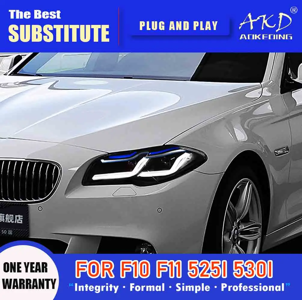 

AKD Head Lamp for BMW F10 LED Headlight 2010-2016 Headlights 520i 525i 530i 535i DRL Turn Signal High Beam Angel Eye Projector