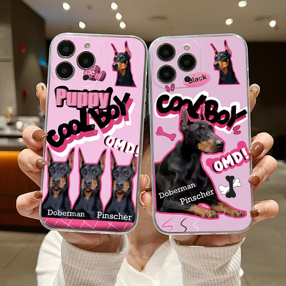 

Ins fashion cute doberman Phone Case For Xiaomi Redmi Note 12 11T 10 10S Pro Plus 10C 9A 9T K40 K50 K60 4G 5G Transparent Cover