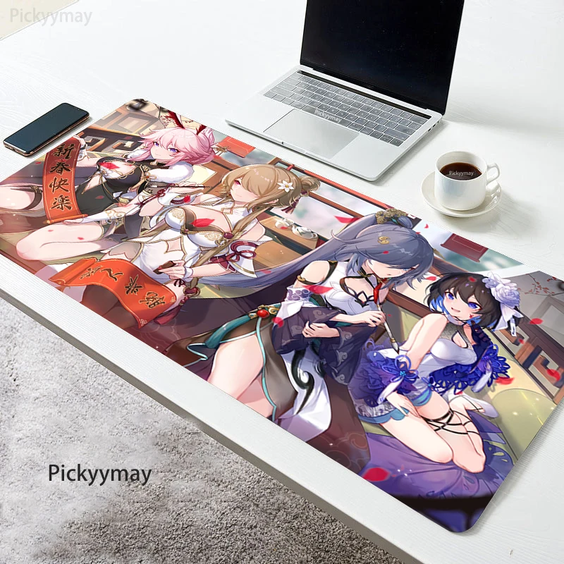 

Honkai Impact Mousepad Gaming Computer Gamer Mouse Pad Desk Mat Keyboard Mausepad Anime Girl Large Mause Carpet Accessories
