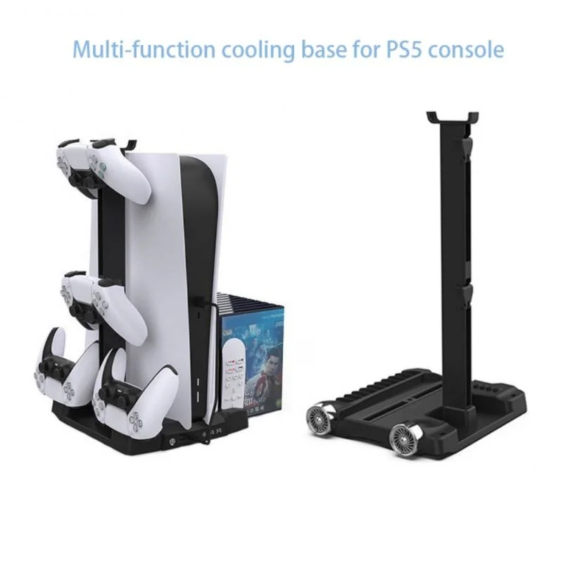 For PS5 Console Cooling Bracket With Disc Storage Rack PlayStation 5 Gamepad Dual Charger Earphone