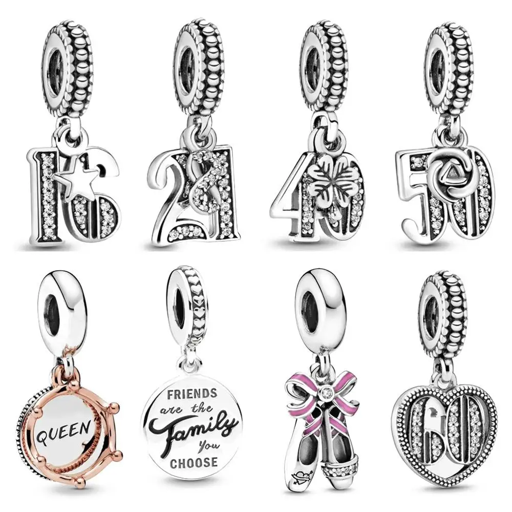 

Fit Original Pandora Charms Bracelet 925 Sterling Silver friend queen 21 40 50 60 Charm Bead DIY Jewelry Making Berloque