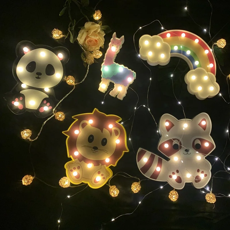 

3D Cartoon Unicorn/Alpaca/rainbow/Clouds/Pineapple/Flamingo/Cactus Modeling Night Light LED Lamp Cute Decoration Gift for Kids