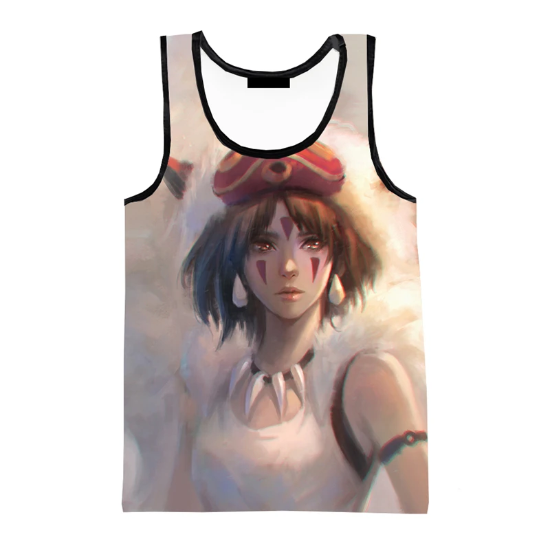 

Men Anime Princess Mononoke 3D Printed Tank Tops Sports Fashion Casual Tops 2023 Streetwear Oversized Sleeveless Men's Clothing