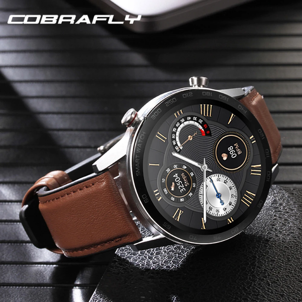 

2022 Quality Leather Men's Smart Watch ECG Sport Fitness Bracelet Clock Dial Call Wireless Charging Smartwatch For Android Apple
