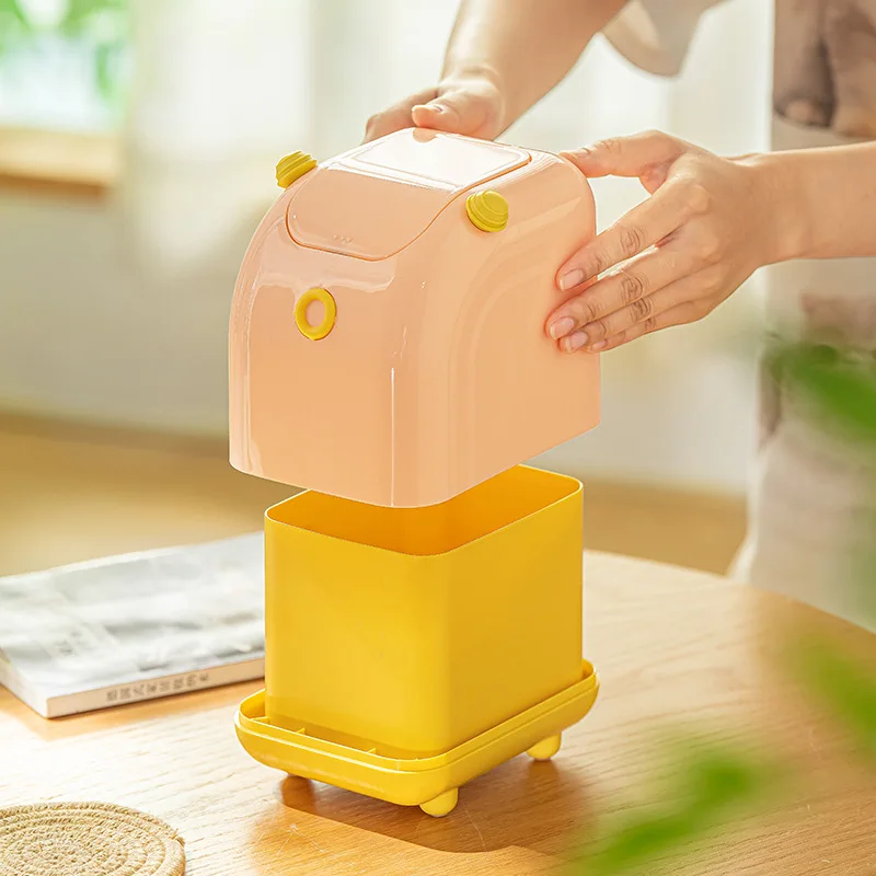 Мини-настольный Мусорный Бак Пресс-тип Бытовой Стиль Милая Корзина Для Бумаги