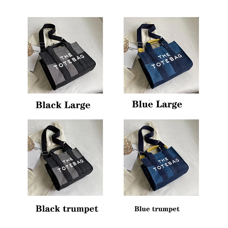 

Luxury brand jeans women's handbag designer canvas shoulder messenger bag 2022 collage shopper purse marc