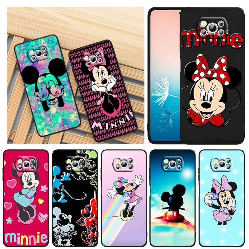 

Disney Minnie Mickey Lucky For Xiaomi Civi Mi Poco X4 X3 NFC F3 GT M4 M3 M2 X2 F2 Pro C3 4G 5G Black Soft TPU Phone Case