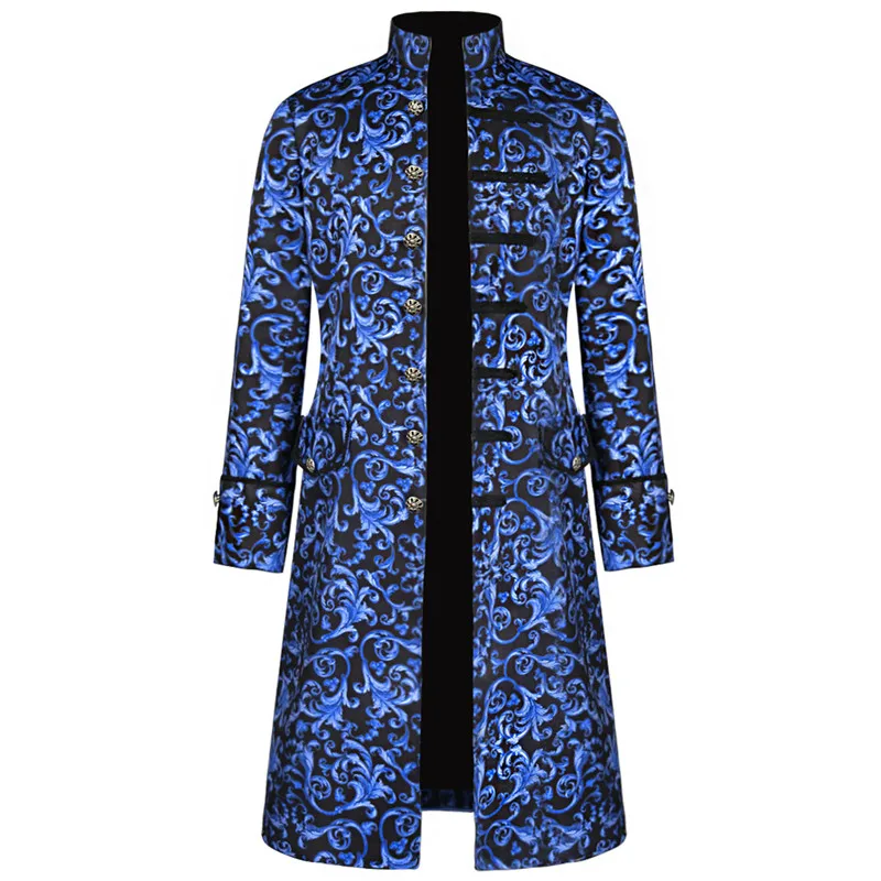 

Мужское винтажное жаккардовое пальто с воротником-стойкой, длинное официальное готическое викторианское платье в стиле стимпанк, костюм н...