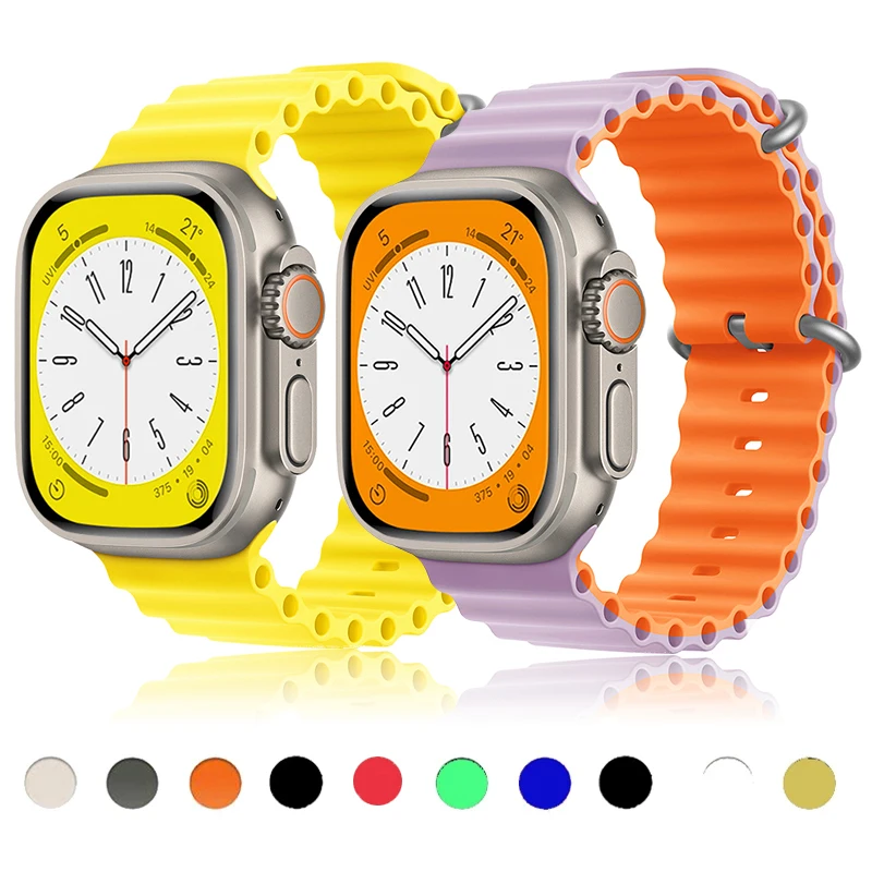 

Ocean Strap For Apple Watch Band 49mm 45mm 44mm 40mm 41mm 42mm 38mm Silicone Correa Bracelet iWatch Ultra serie 8 7 6 SE Strap