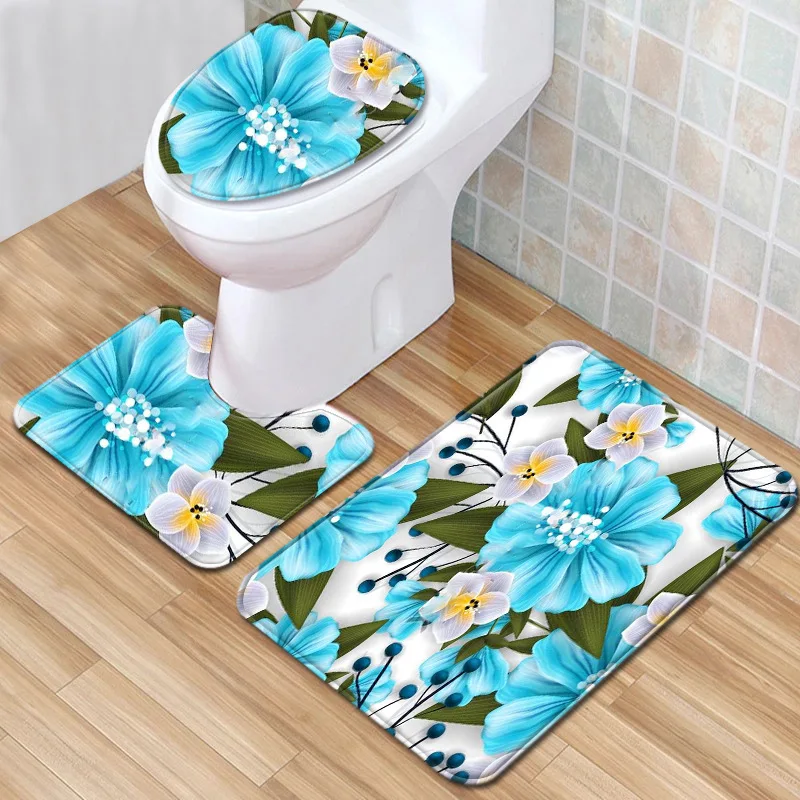 

Коврик для ванной комнаты с изображением морской звезды и цветов