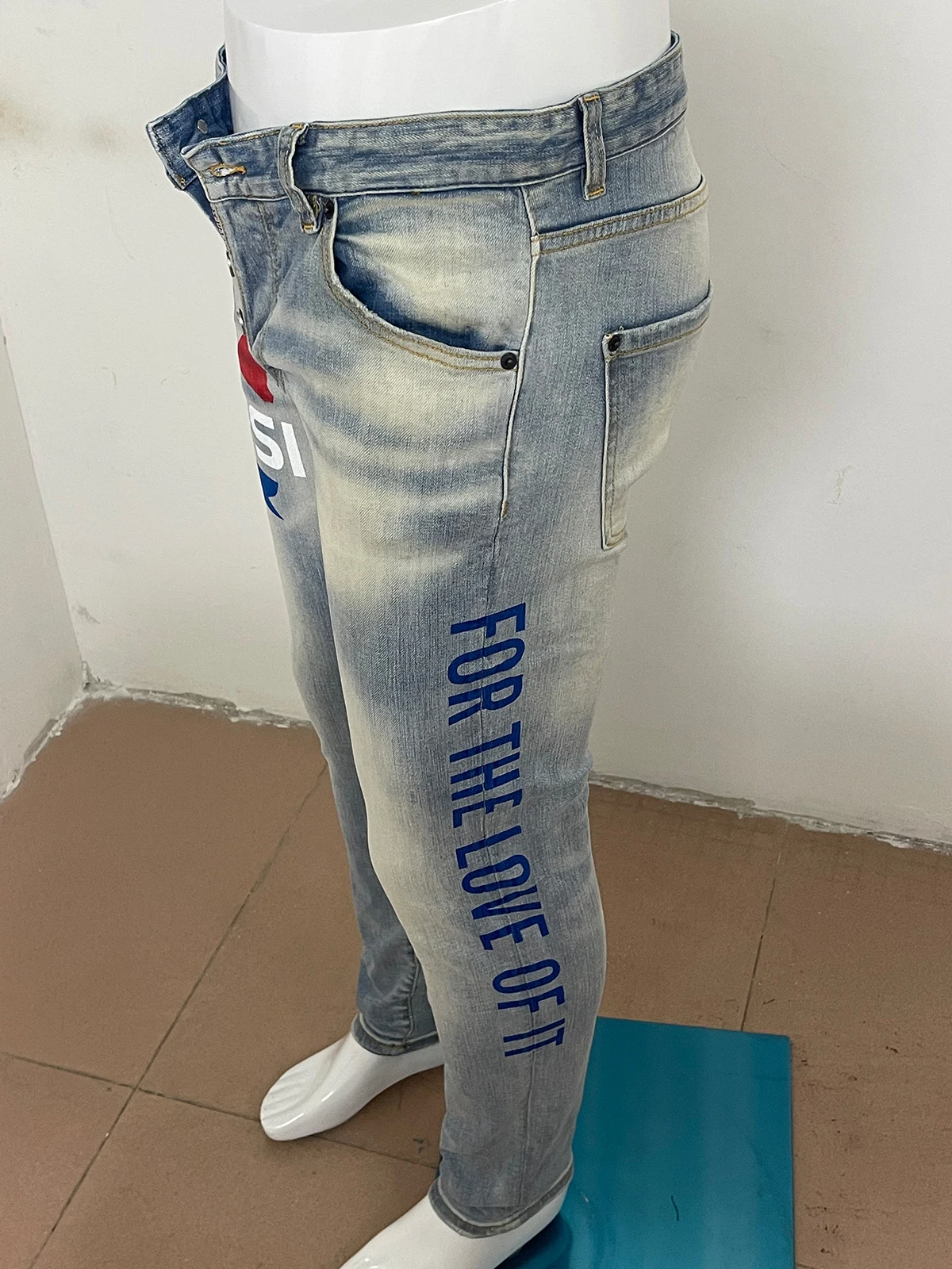 Spring 2023 new jeans men's D2 Jeans Slim Small Feet Micro bullet print casual wash light-colored tide