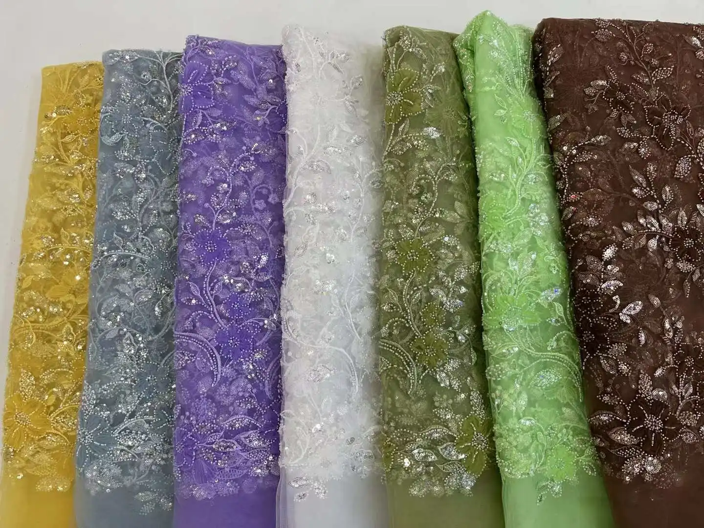 Белая ткань 2024 высококачественное кружево французское роскошное Сетчатое