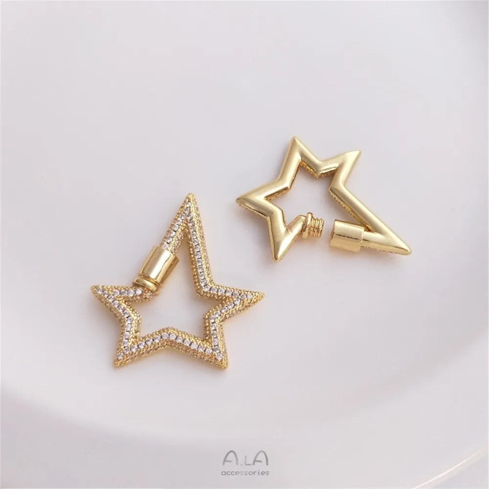 Micro-inlaid zircon 18K gold encased geometric turnbuckle pendant Butterfly heart Cross DIY necklace pendant