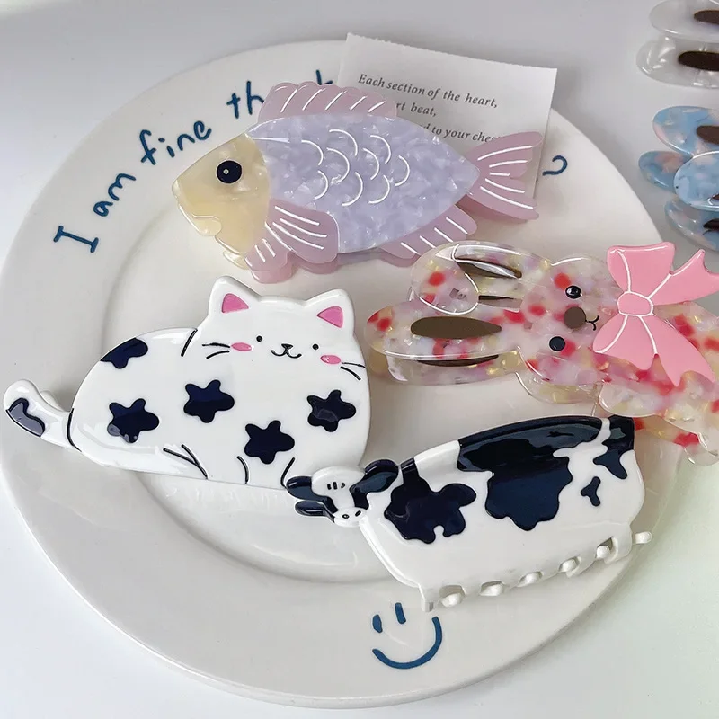 Симпатичные заколки для волос YHJ в виде животных новейшие стили ацетатные