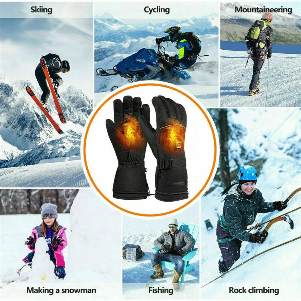 

Battery Powered Electric Heated Gloves Nylon Protection Windproof Black