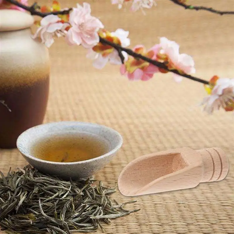 Чайная ложка соляные лопатки деревянная ручка совок для соли чайная контейнеры