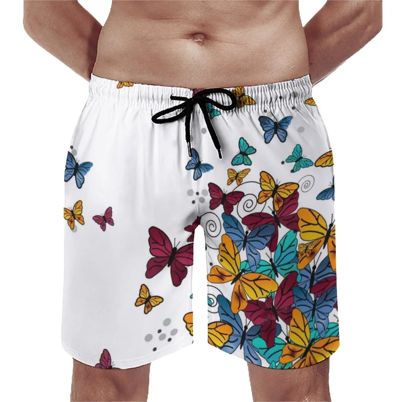 

Fly Away Butterfly Board Shorts Lots of Butterflies Freedom Funny Beach Short Pants Custom Sports Fitness Quick Dry Swim Trunks