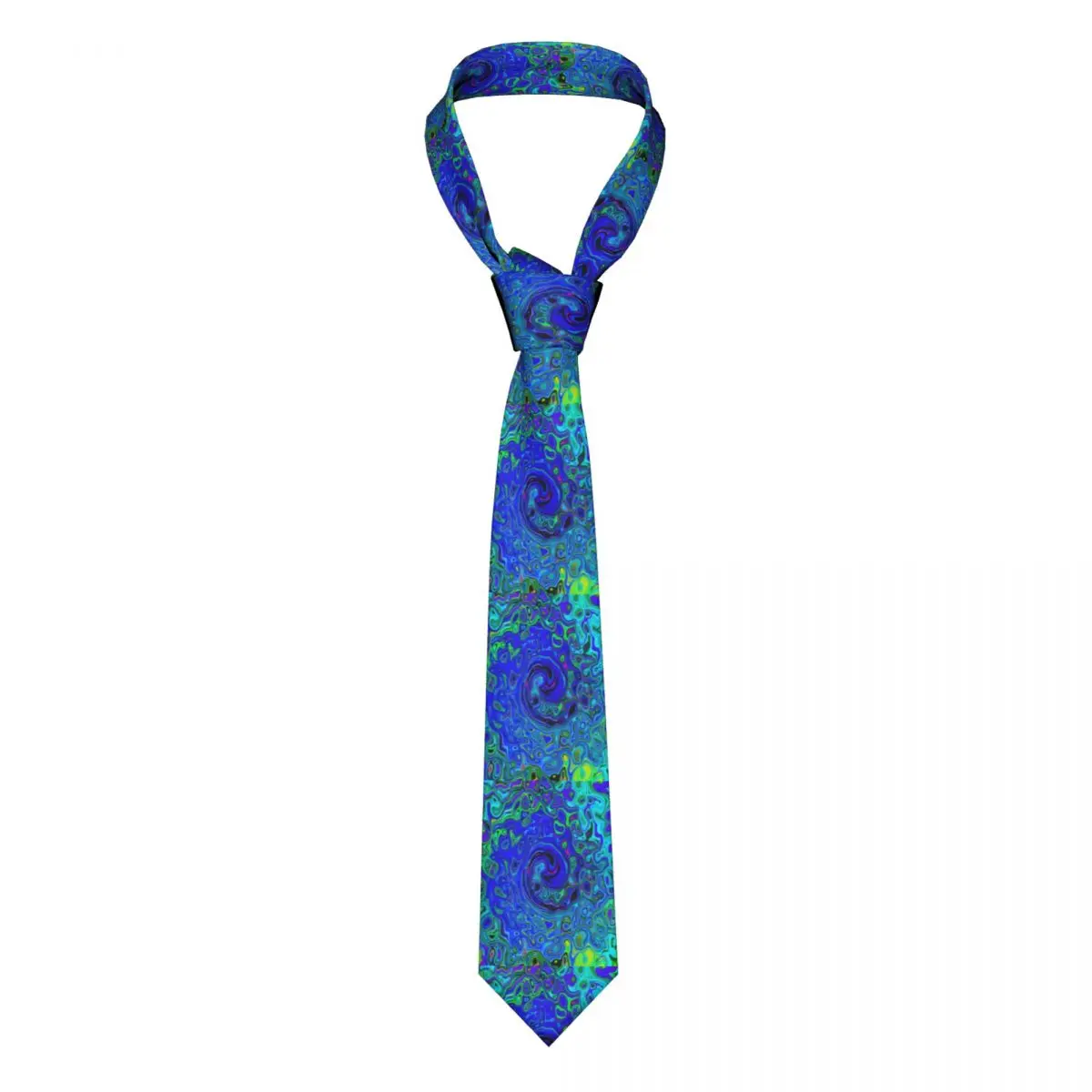 

Hippy Violet Print Tie Abstract Liquid Swirl Office Polyester Silk Neck Ties For Man Gift Blouse Fashion Cravat