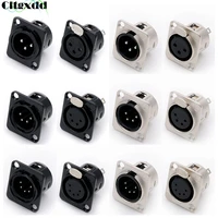 1pcs 3pin 4pin 5pin xlr male plug female socket connector panel mount zinc alloy shell copper contacts silver black housing