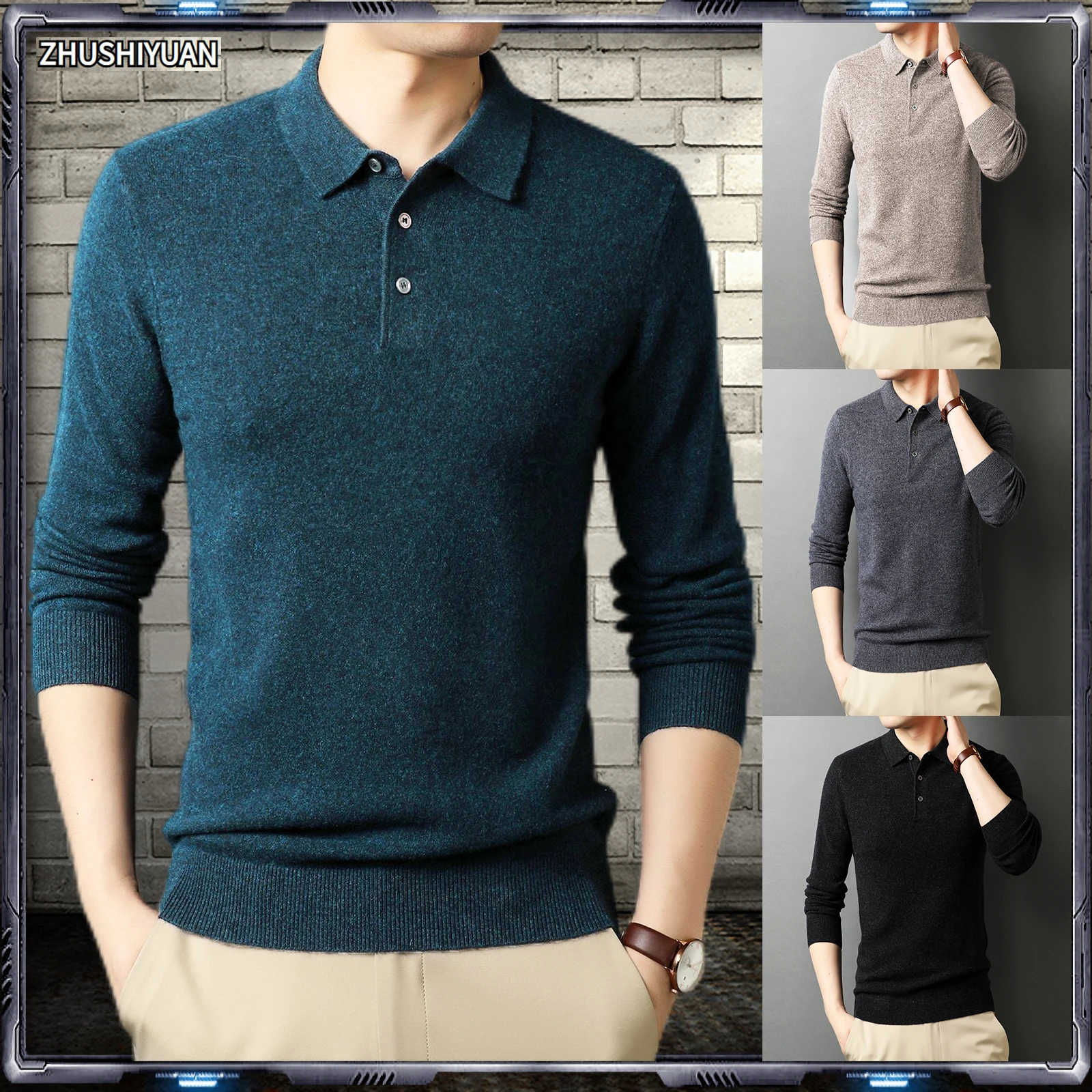 Sweaters For Men Wool  Cashmere Casual Turn-down Collar Knitwear Pullover Korean Fashion Mens Clothing Oversized Ropa De Hombre