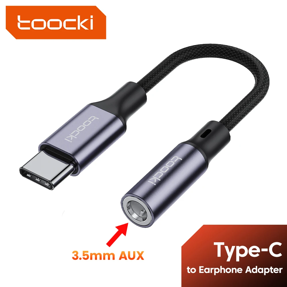 

Toocki USB Tyep C to 3.5mm AUX Earphone Adapter For Huawei P40 Xiaomi Mi 10 Samsung Galaxy S21 Type-c 3 5 Jack Audio Cable