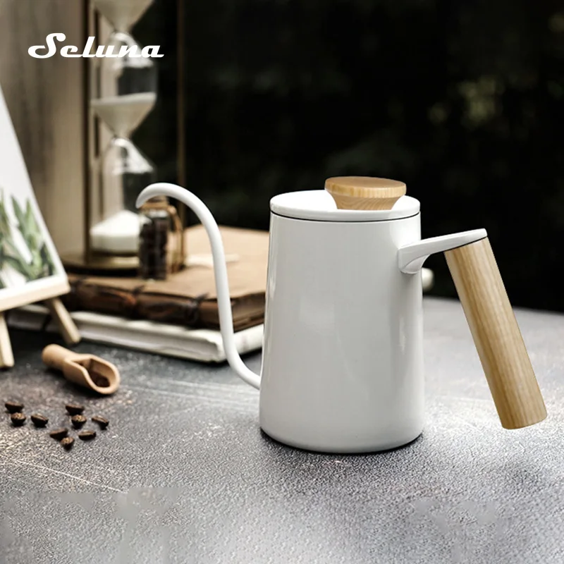

Чайник для кофе «гусиная шея» из нержавеющей стали с деревянной ручкой, 600 мл