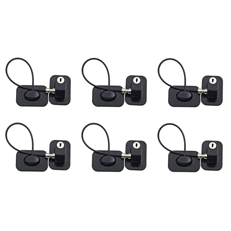 

6X Baby Safety Window Restrictors With Safety Lock Cable, No Screws Required To Avoid Damage Black