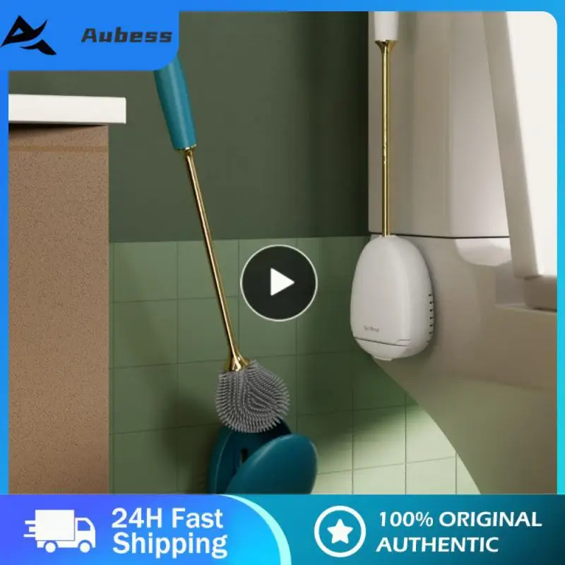 

5/8/10PCS Flexible Cleaning Brush Quick Drying Water Leak-proof Toilet Brush Silicone Brush Head With Holder Bathroom Tool