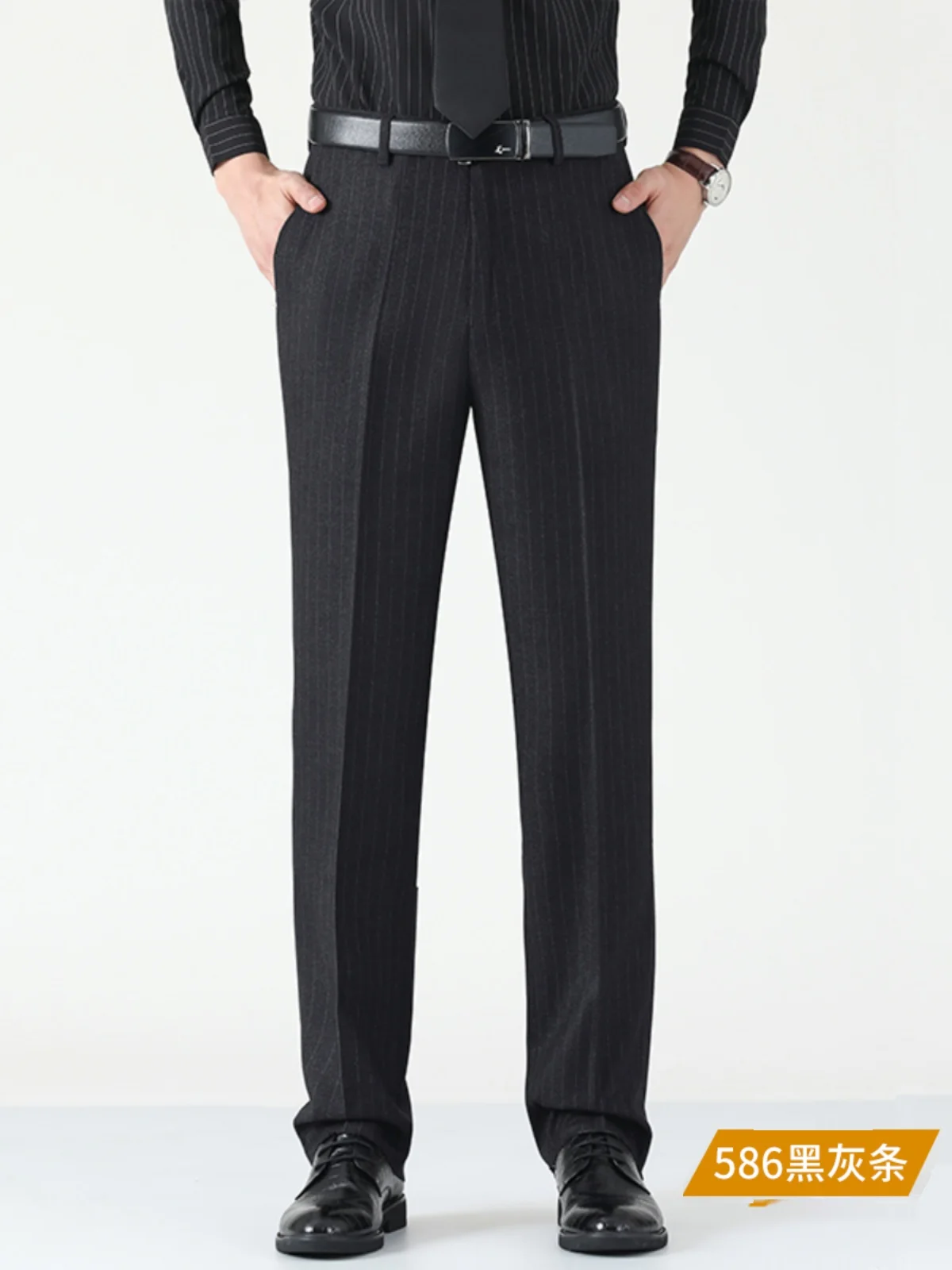 Yalu Autumn and Winter Suit trousers Men's Thickened Fleece Straight Middle-Aged Loose Business Casual Work Guest look Suit t...