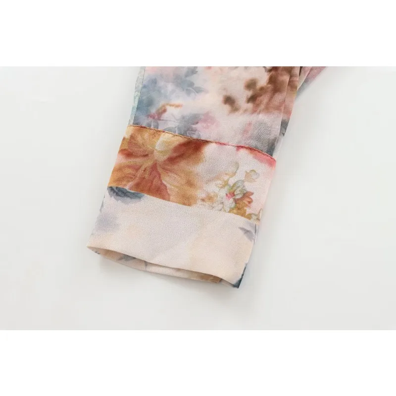 TRAF ZR Блузки с цветочным принтом для женщин Prairie Chic Осенняя женская рубашка на