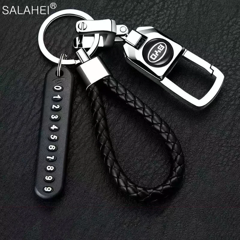 

1PC Anti-Lost Car Logo Keychain Keyring Phone Number Plate Braided Rope For BYD F3 F0 S6 S7 E5 E6 M6 G3 F3 G5 T3 13 Accessories