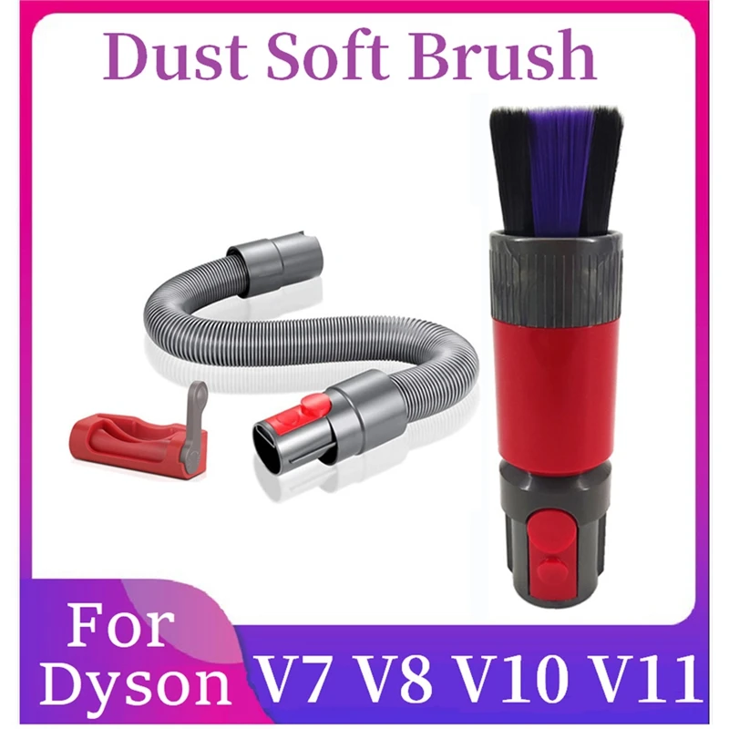 

3Pcs For Dyson V7 V8 V10V11 Vacuum Cleaner Parts Dust Soft Brush Switch Lock Extension Hose Traceless Cleaning Brush Kit