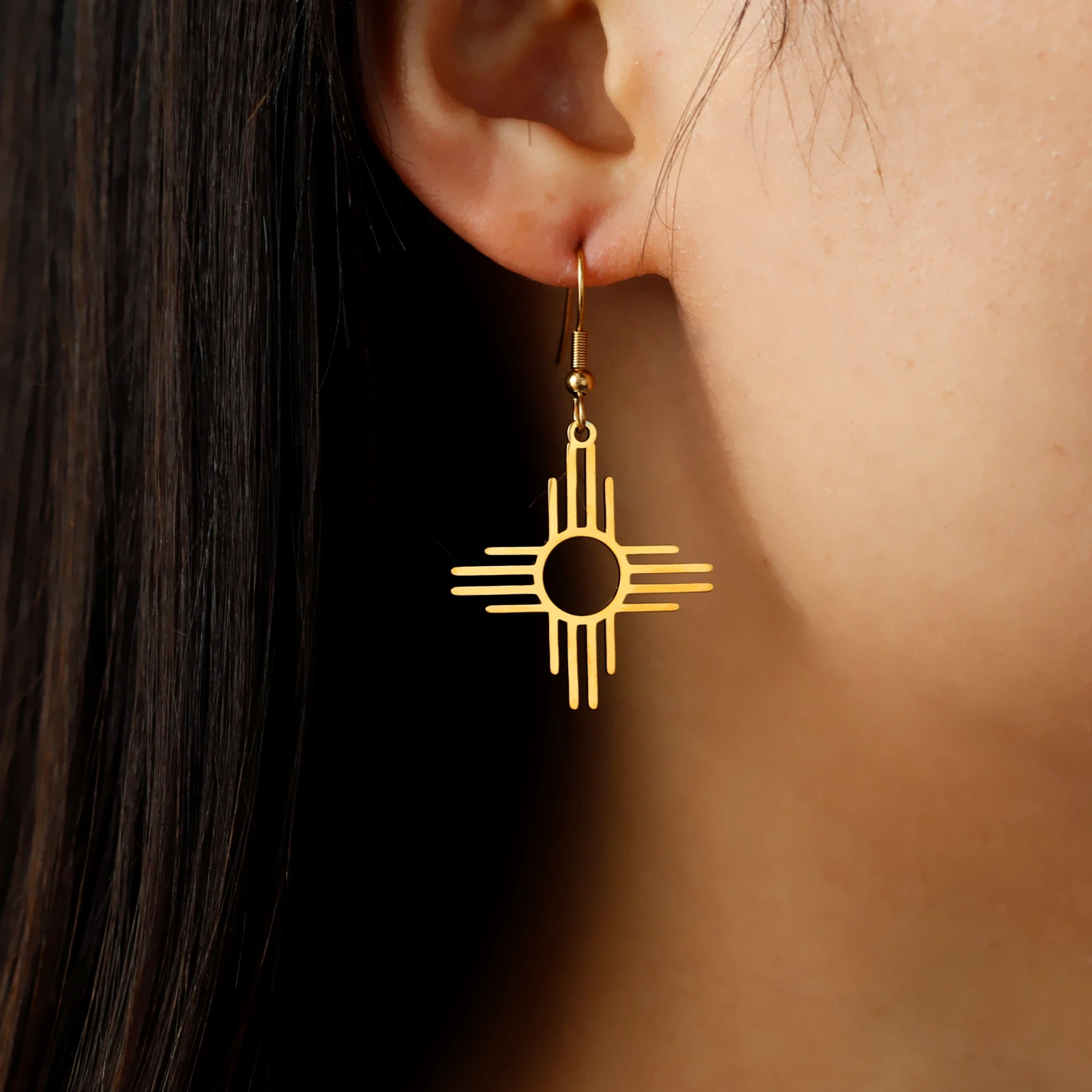 

Sipuris Sun Geometry Dangle Earrings Stainless Steel Vintage Funny Trendy Jewelry For Women Couple Wedding Earring Gifts