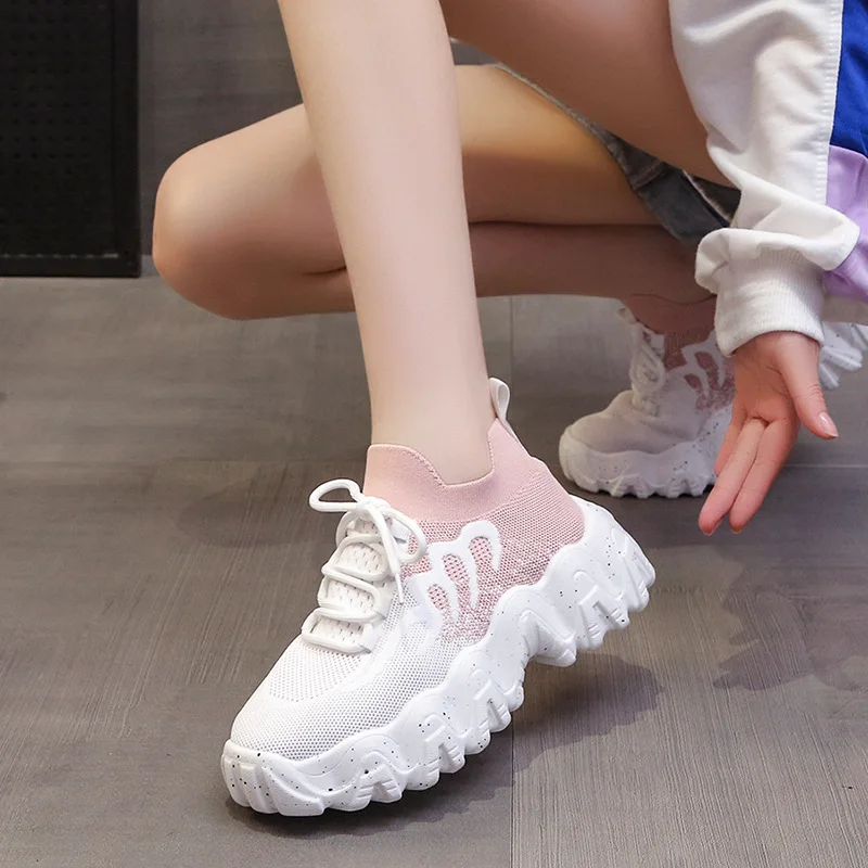Autumn New Style Flying Mesh Dad Shoes Retro Women's Shoes Soft Sole Comfortable Thick Sole Sports Shoes Sneakers Women 2023