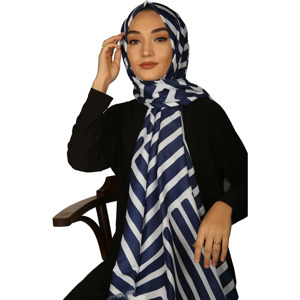 

Dorlie Striped Pattern Soft to Koton Shawl Navy Blue