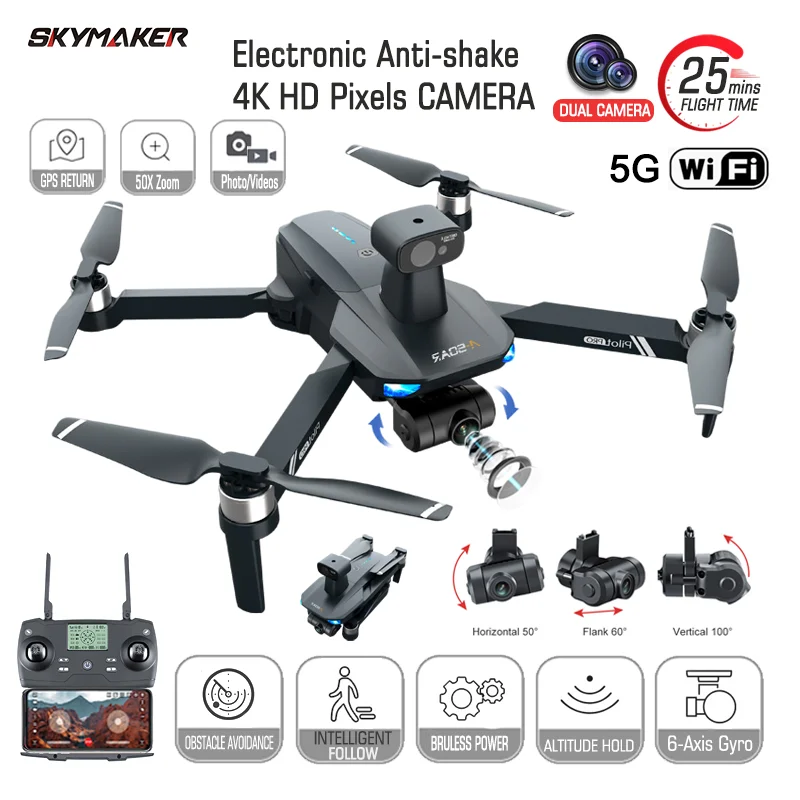 

JJRC X19 X19Pro RC Drone 4K Dual Camera Obstacle Avoidance 5G WiFi ESC GPS Brushless Motor Photography RC Foldable Airplane Toy