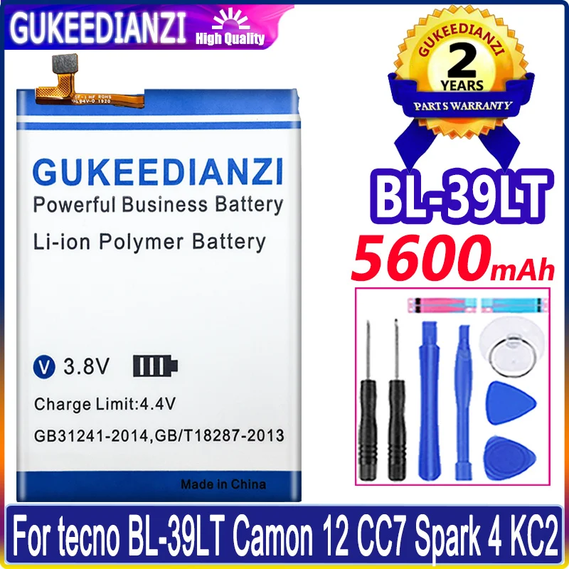 

BL-39LT BL 39LT 5600mAh High Capacity Battery For Tecno BL39LT Camon 12 Camon12 CC7 Spark 4 Spark4 KC2 Li-polym Bateria