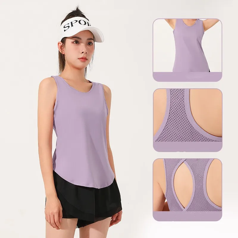 

Yoga Tank Top Wearing Loose Running Fitness Yoga Mesh Long Sleeveless Sports Tank Top Naked Light Skin Breathable Yoga Suit for