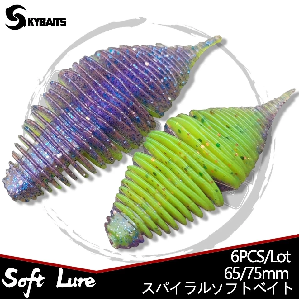 SKYBAITS 6 шт./лот 65/75 мм силиконовый червь искусственные сильфоны жаберная Мягкая