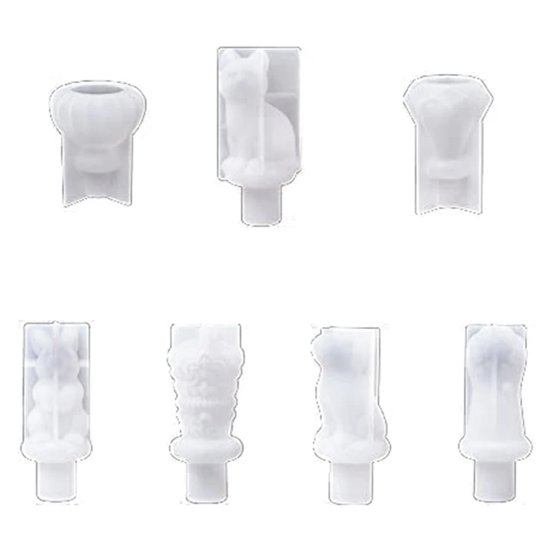 

7Pcs Stopper Resin Mold Wine Bottle Stopper DIY Crystal Epoxy Casting Molds Crown Cat Claw Rabbit Diamond Silicone Mold
