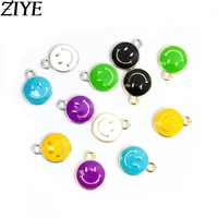 10pcs cute smiley face enamel charms for jewelry making diy keychain earrings bracelets pendants handmade craft accessories gift