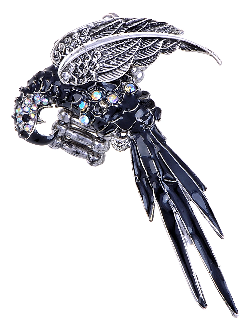 

Vintage Inspired Rainbow Rhinestone Enamel Parrot Bird Adjustable Ring