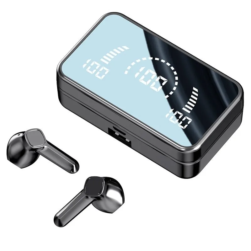

Bluetooth Earphone Outdoor Sports Mirror Wireless Headset 5.3 With Charging Bin Power Display Touch Control Headphone Earbuds V9