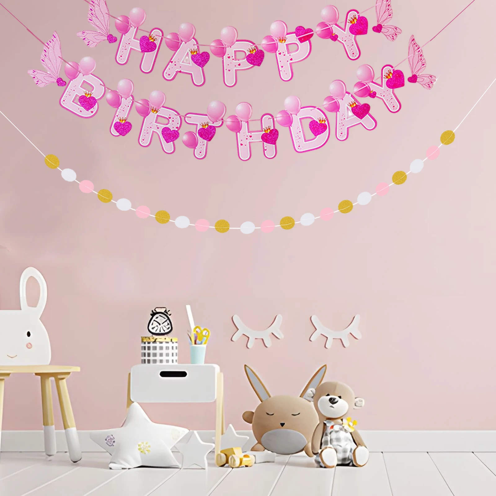 

3pcs Home Room Colorful Banner Garlands Baby Shower Wedding Birthday Bunting Decoration Garland Flags Party Decoration Supplies