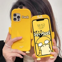 cute duck pokemon psyduck phone case for iphone 11 12 13 pro max x xs xr 7 8 plus soft silicone shockproof cover