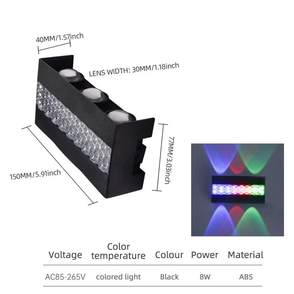 Уличный настенный светильник RGB из ABS-пластика, водонепроницаемый, для сада, с разноцветной подсветкой, 6810 Вт, декоративный, для украшения сада (art.: 3920dae080c7c) - 3920dae080c7c