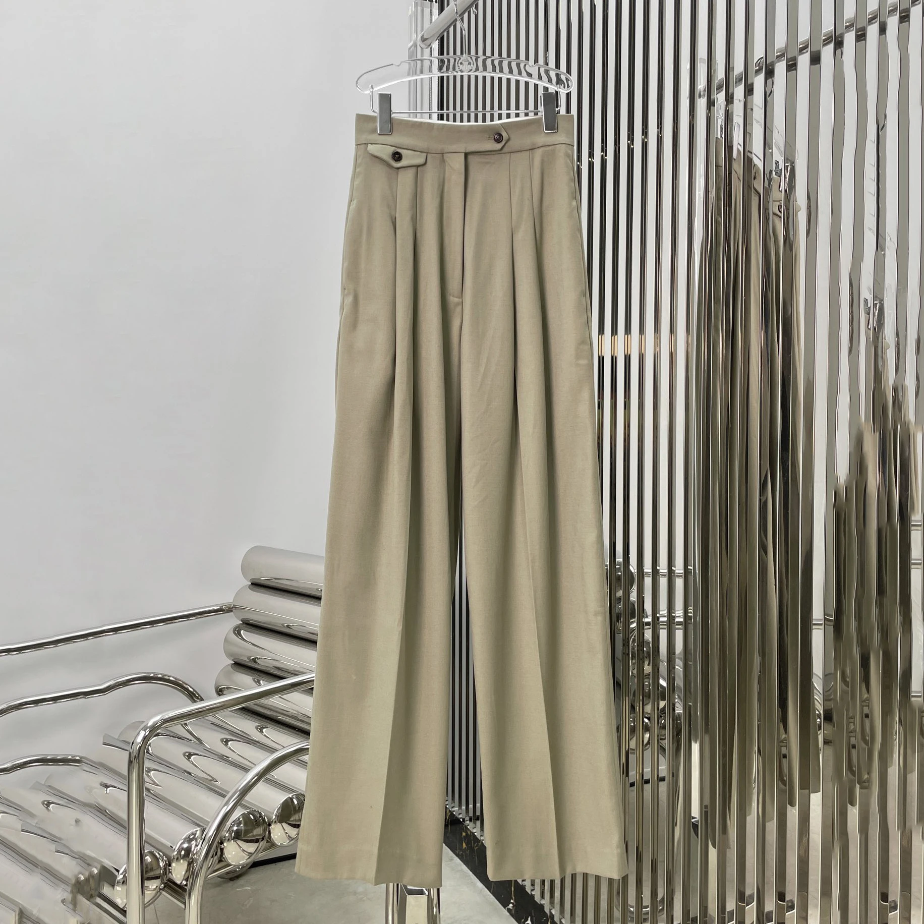 Premium sense y2k draping sense high waist dragging wide leg pants three-dimensional cut wool casual Women's pants 2023 new