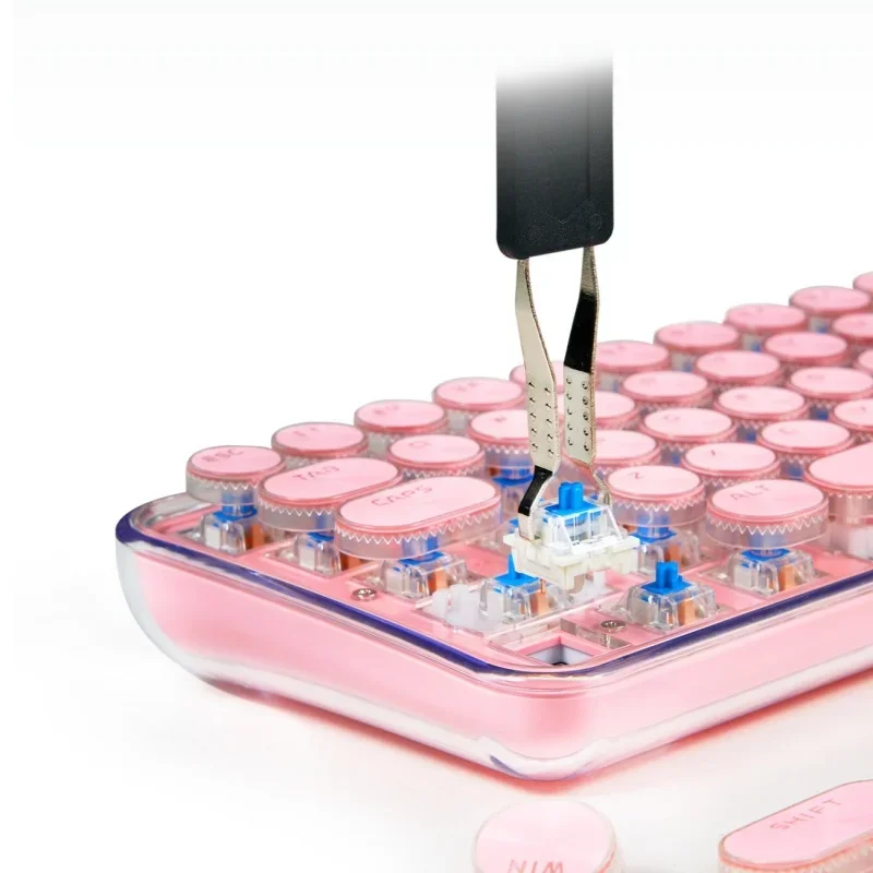 lowa bezprzewodowa klawiatura mechaniczna kolorowa 68 kryształowa okrągła kompaktowa игровая клавиатура 2 4G для