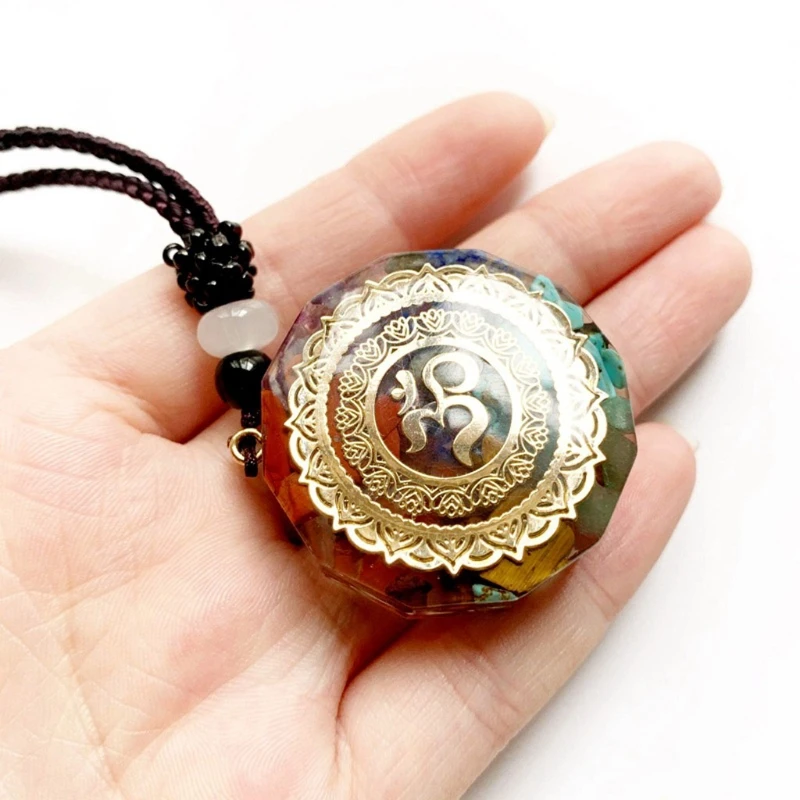 

7 Crystal Stone Orgone Pendant Necklace Metatron's Cube Merkaba Generator Energy Necklace for Dowsing Balancing
